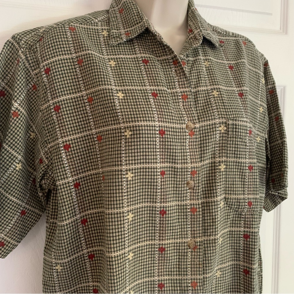 Vintage Women's Floral Cotton Top Size Petite Large